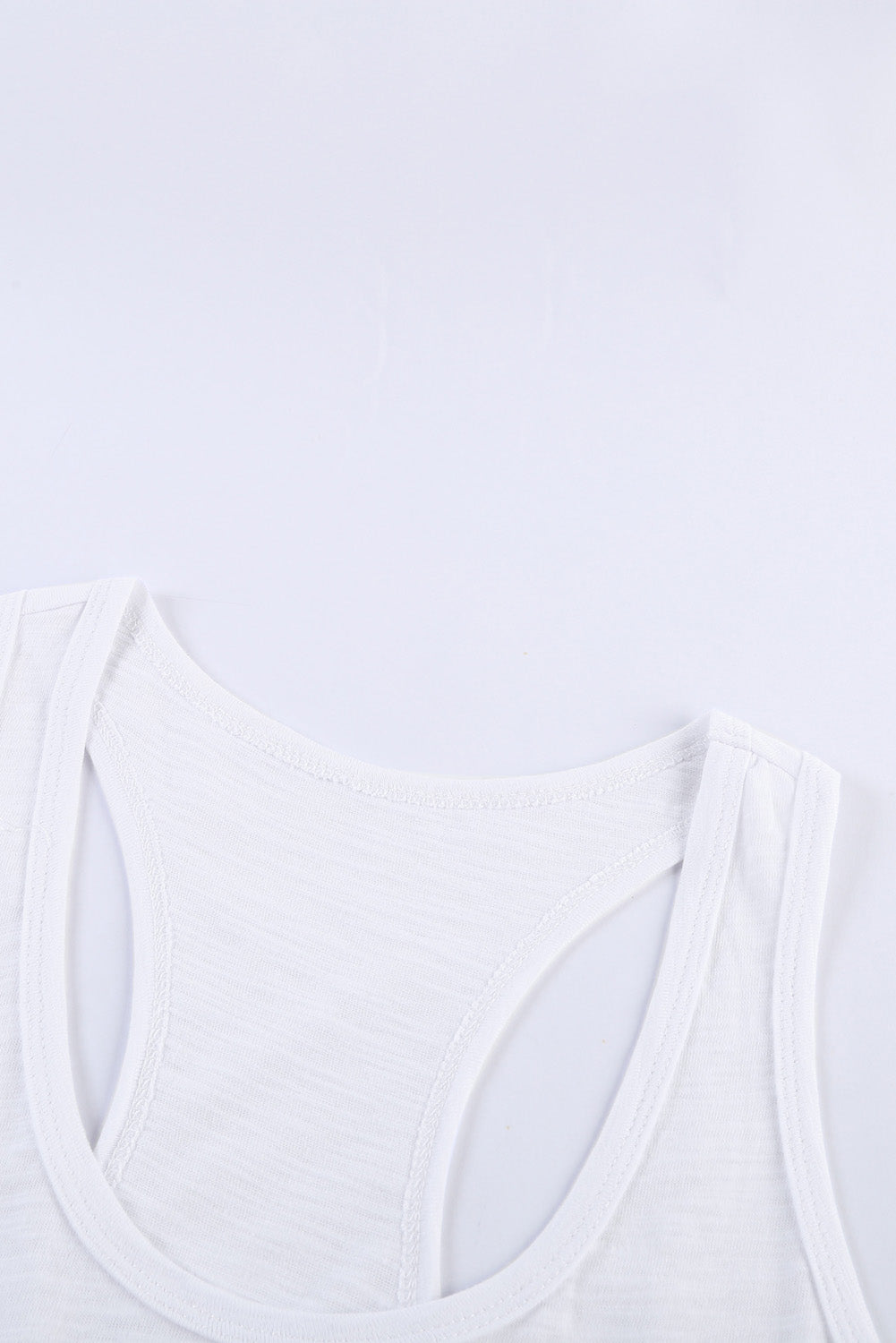 White Scoop Neck Basic Solid Tank Top