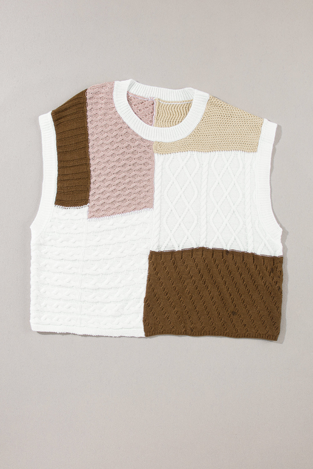 Multicolor Colorblock Mix Textured Sweater Tee