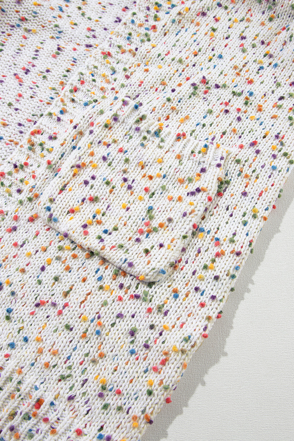 White Rainbow Popcorn Speckles Open Front Cardigan