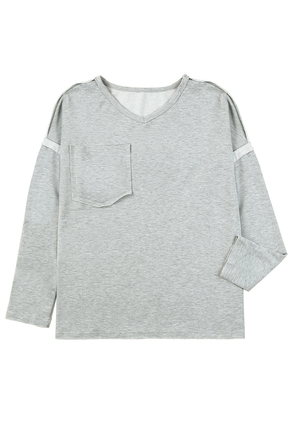 Gray Pocketed Oversized Drop Sleeve Top