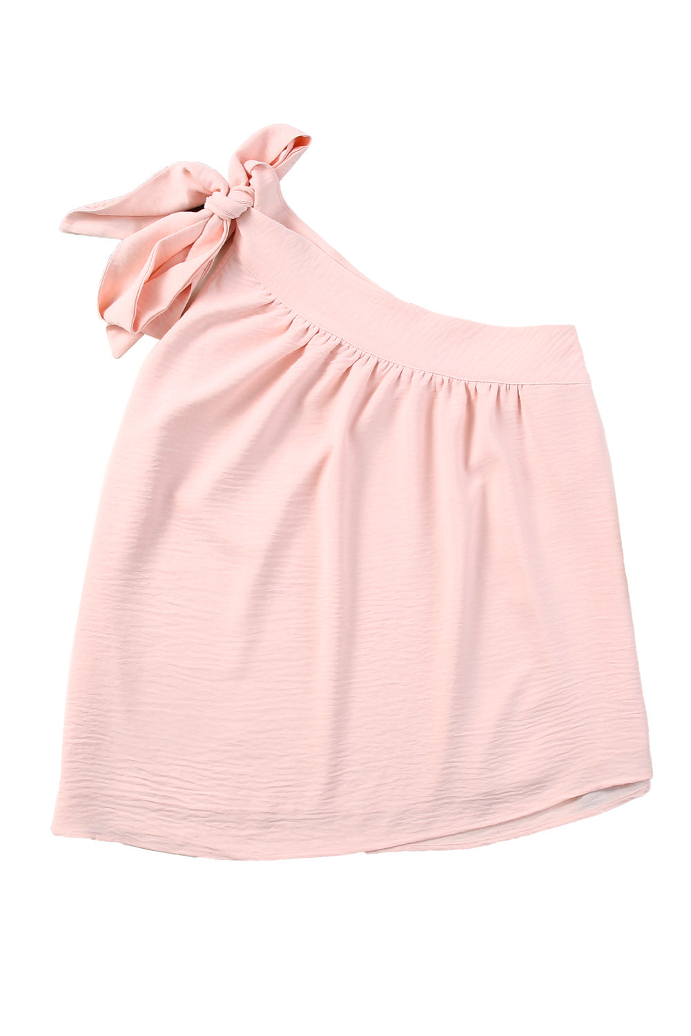 Pink Asymmetric Tie On Shoulder Sleeveless Top