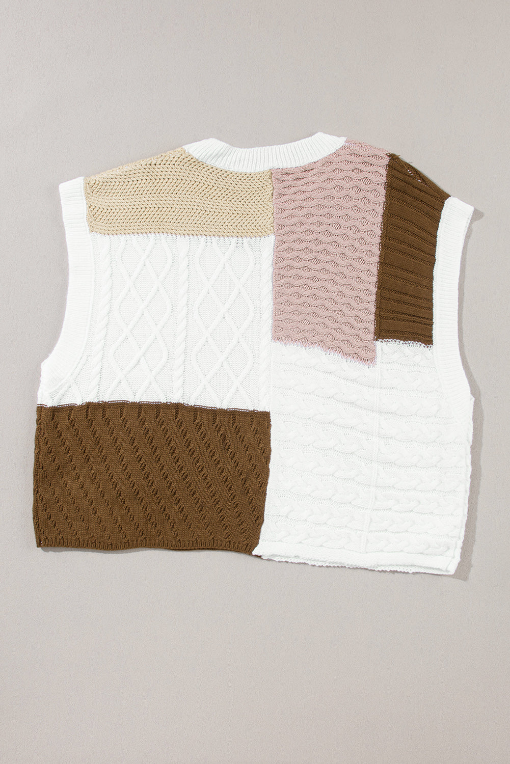 Multicolor Colorblock Mix Textured Sweater Tee